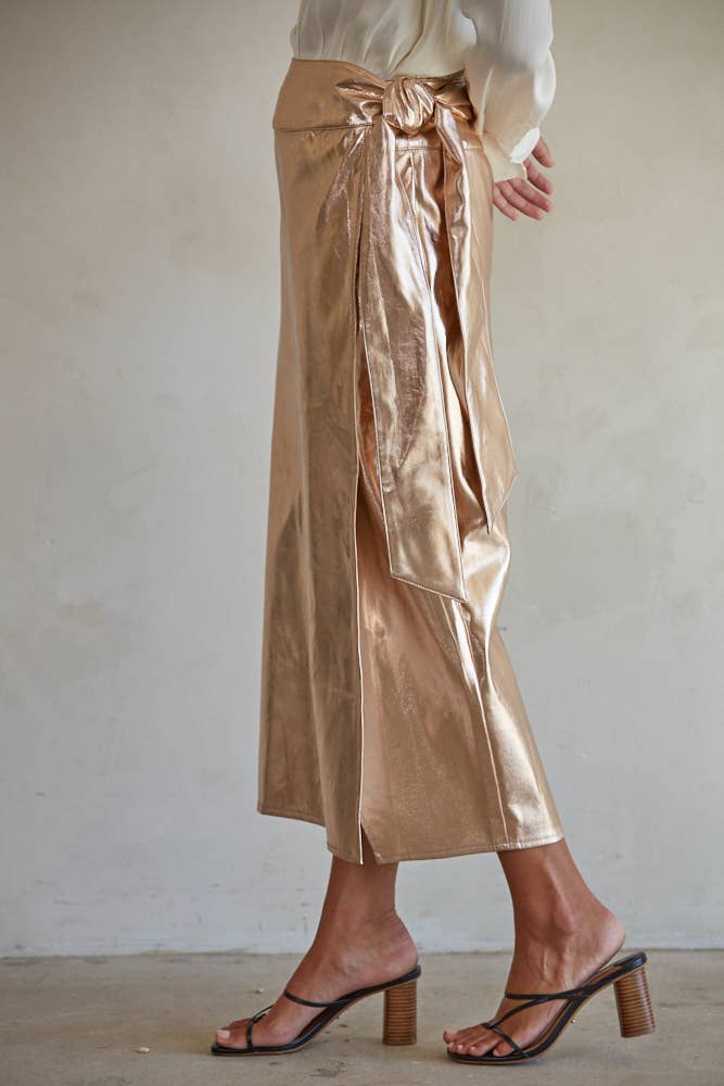 Wrap Midi Skirt | Rose Gold