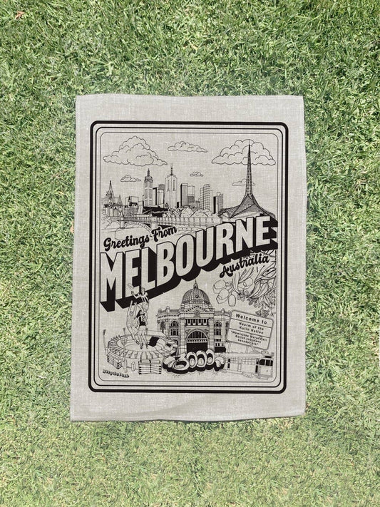 Greetings from Melbourne Tea Towel