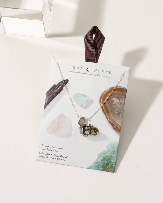 Silver Delicate Gemstone Necklace | Moonstone
