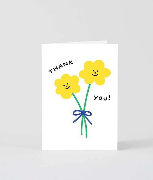 ‘Thank You Double Flowers’ Greetings Card