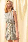 Striped Romper with Belt