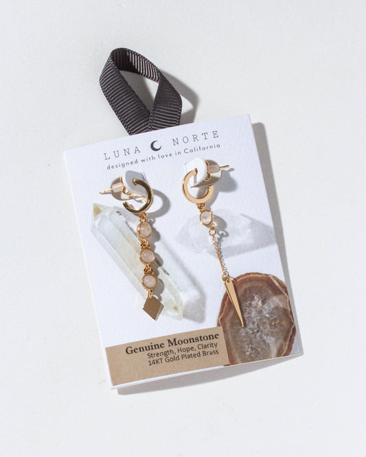 Diamond Dusk Earrings | Moonstone