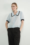 Contrast Edge Collar Blouse