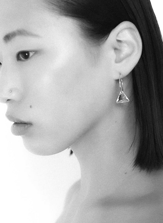 Mini Hoop Tri-crystal Black Earrings