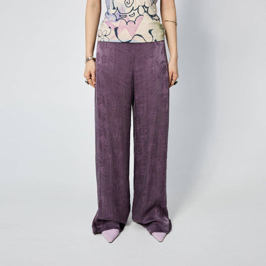 Frayed Hem Straight Leg Pant | Purple Rose