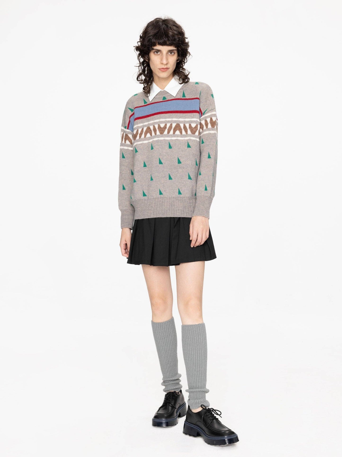 Geometric Patterned Jacquard Knit Sweater