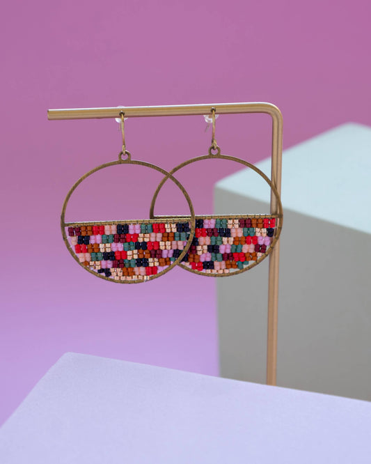 Beaded Patchwork Circle Earrings | Sweet Escape