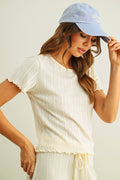 Pointelle Short Sleeve Top