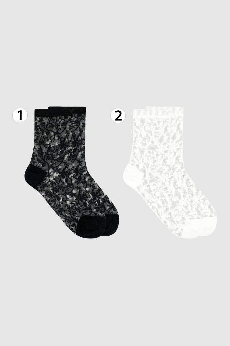 Women's Crew Sock | Sheer Patterned