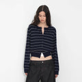 Striped Long-Sleeve Knit Cardigan | Two Colours