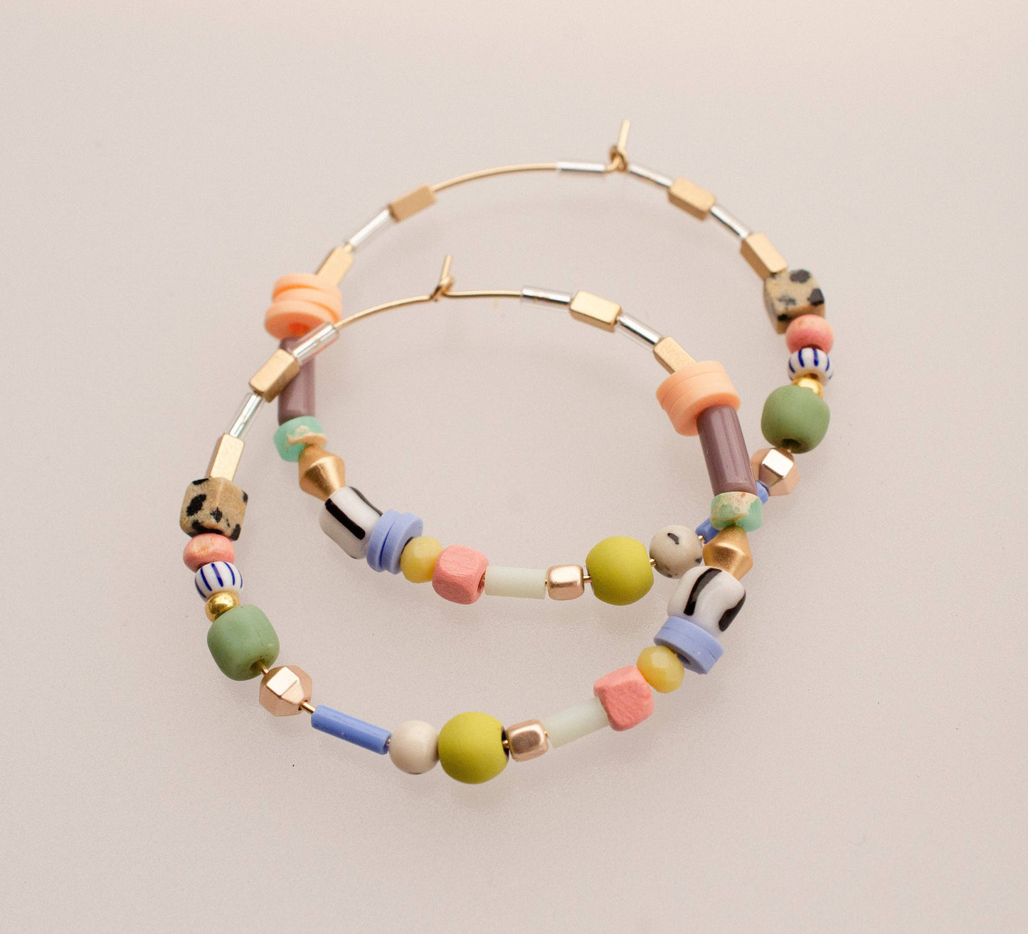 Large Pastel Beaded Hoops