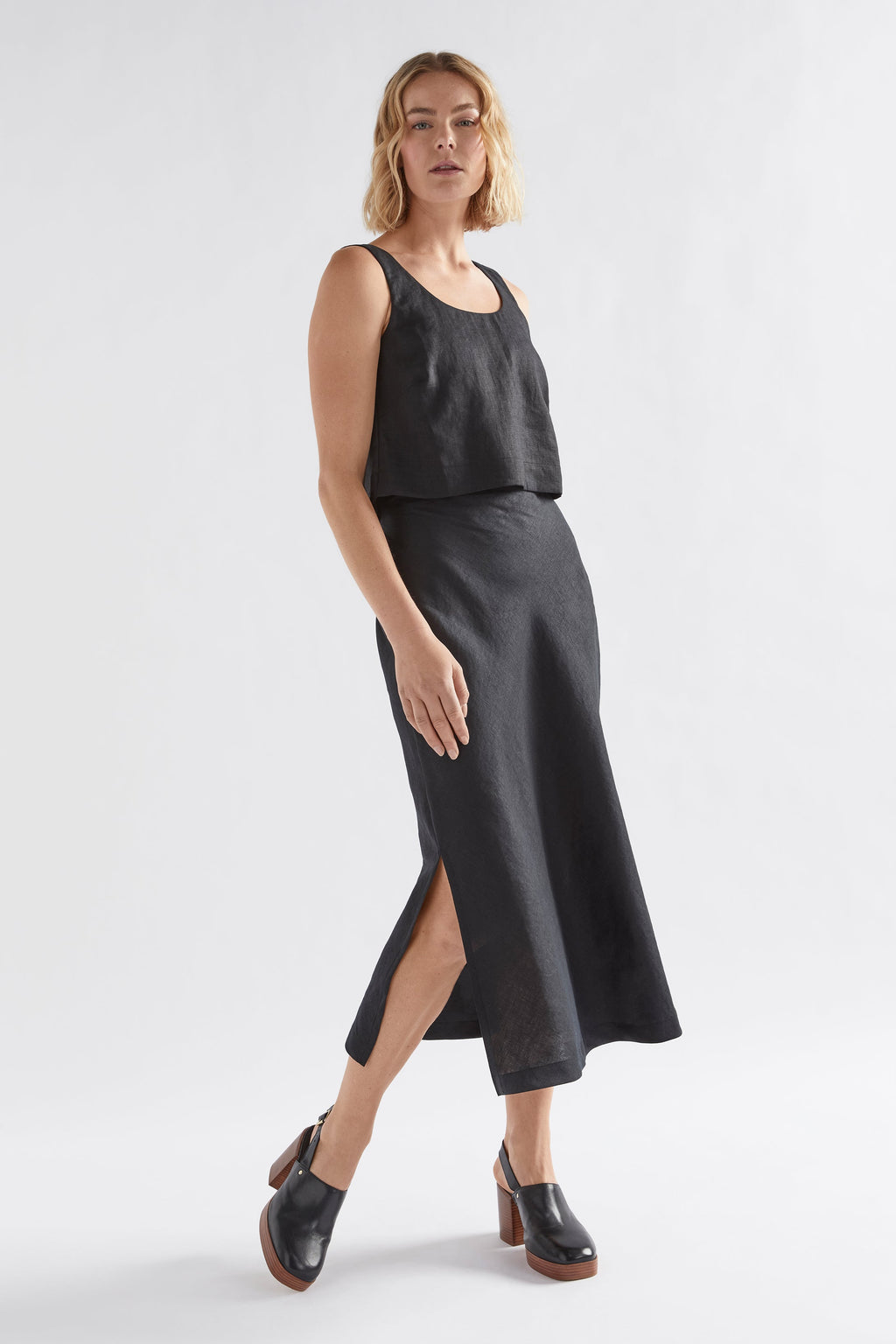 Stilla Linen Skirt| Black