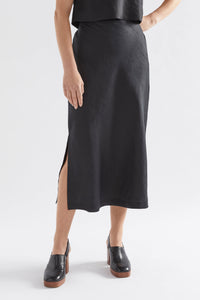 Stilla Linen Skirt| Black