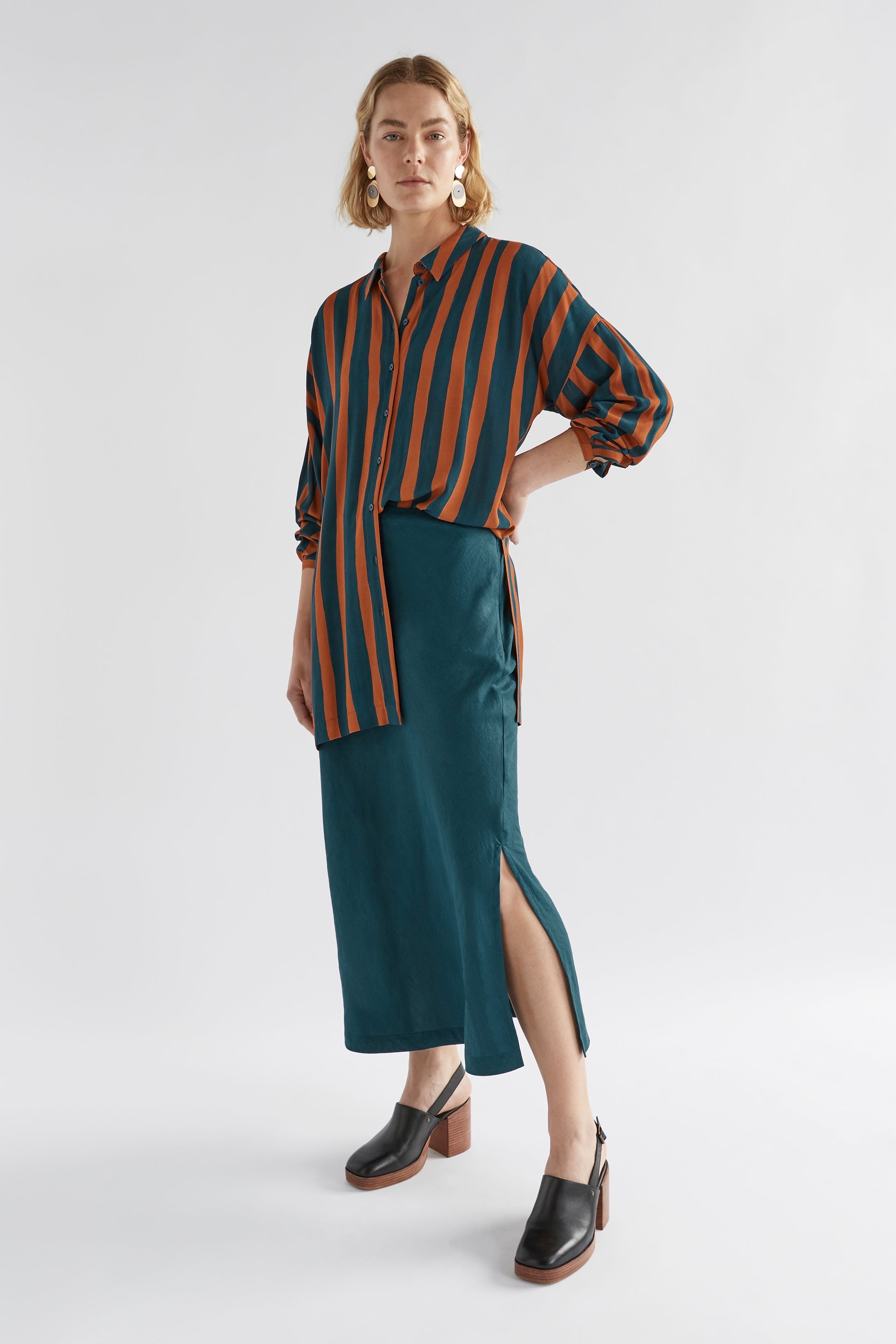 Stilla Linen Skirt| Peacock