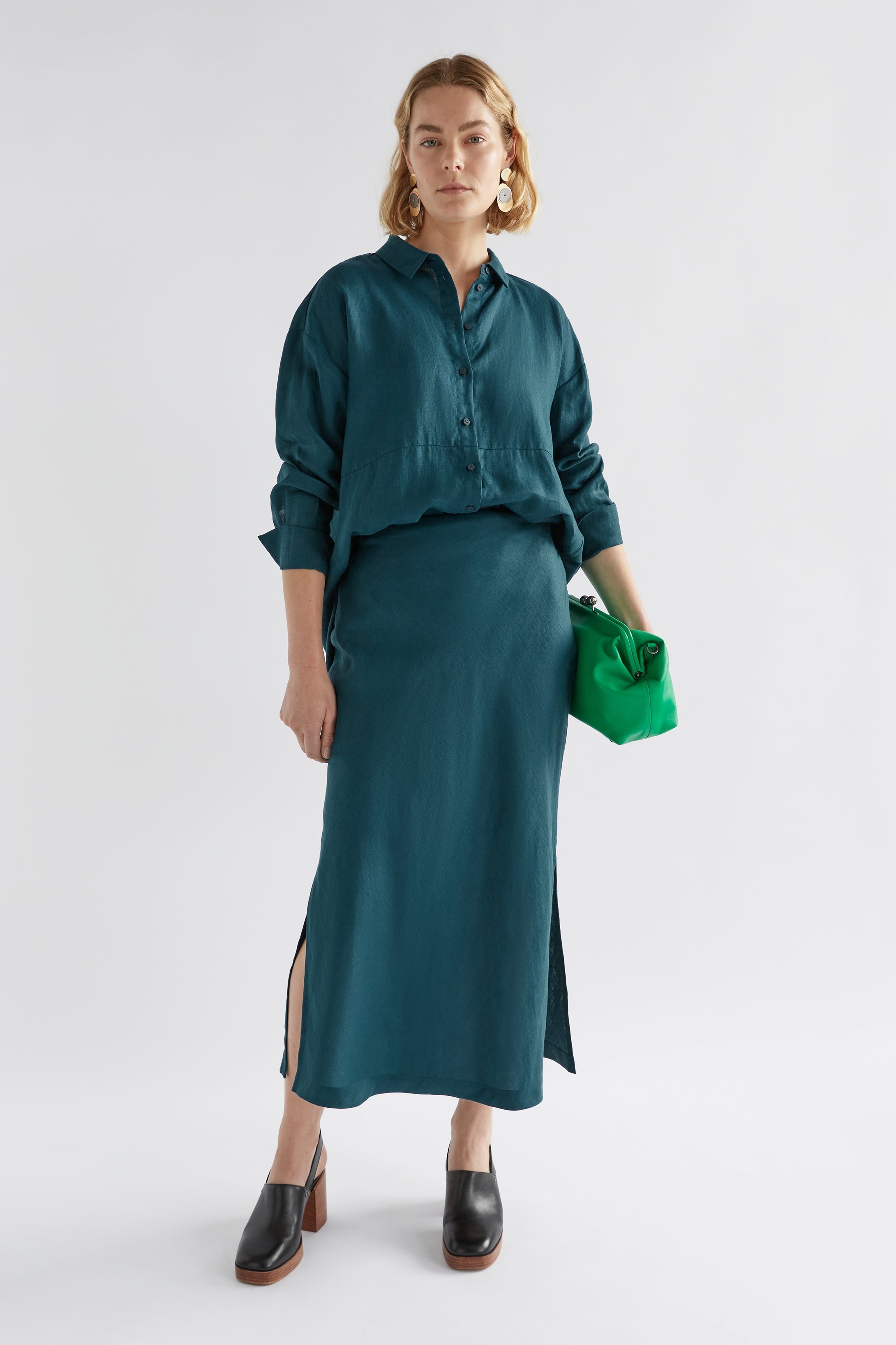 Stilla Linen Skirt| Peacock