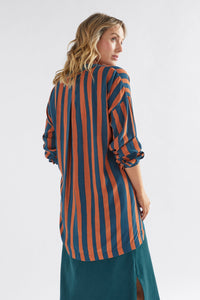 Tilbe Shirt | Bronze-Teal Paint Stripe