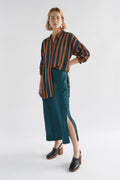 Tilbe Shirt | Bronze-Teal Paint Stripe