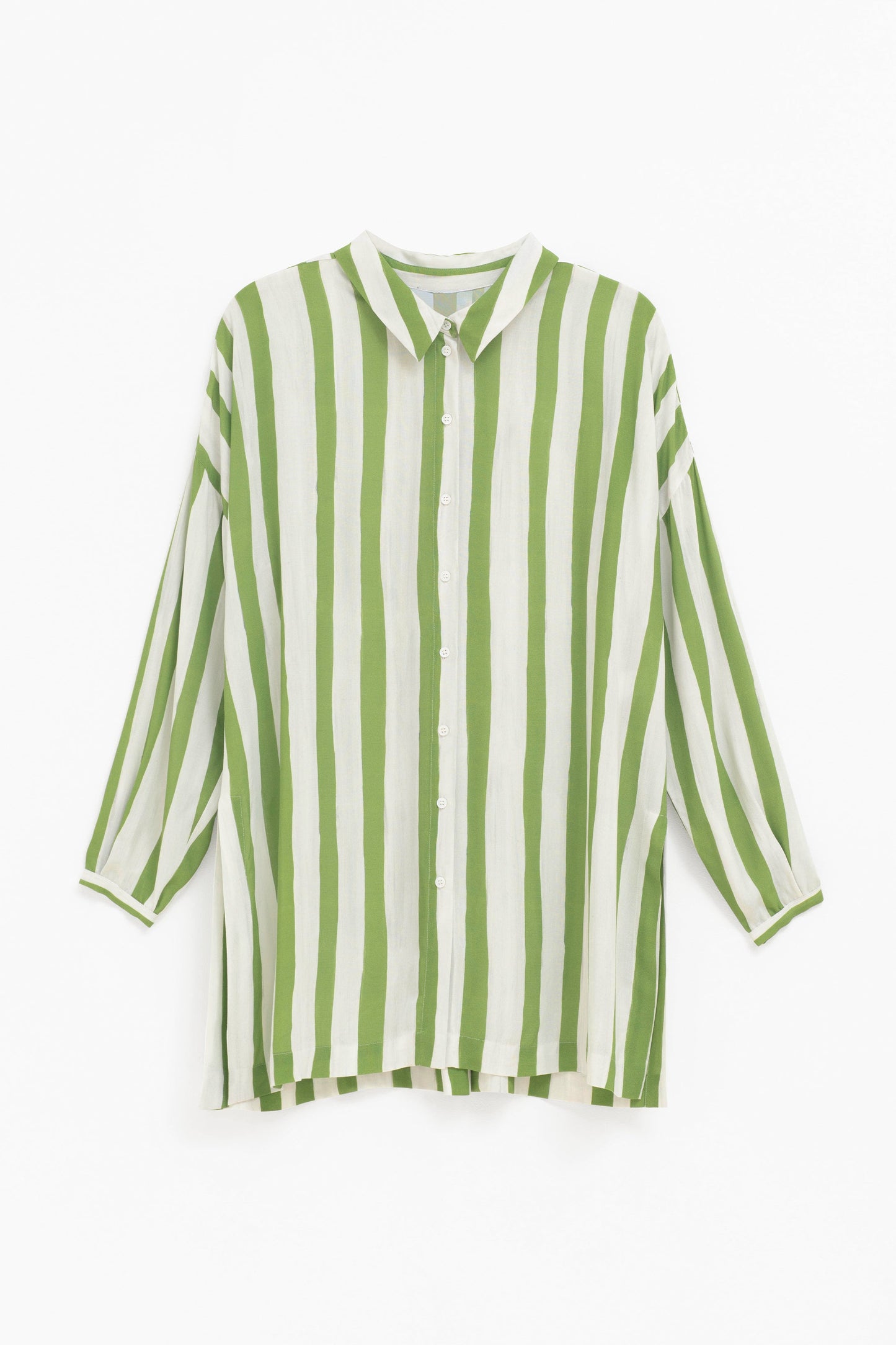 Tilbe Shirt | Green-White Paint Stripe