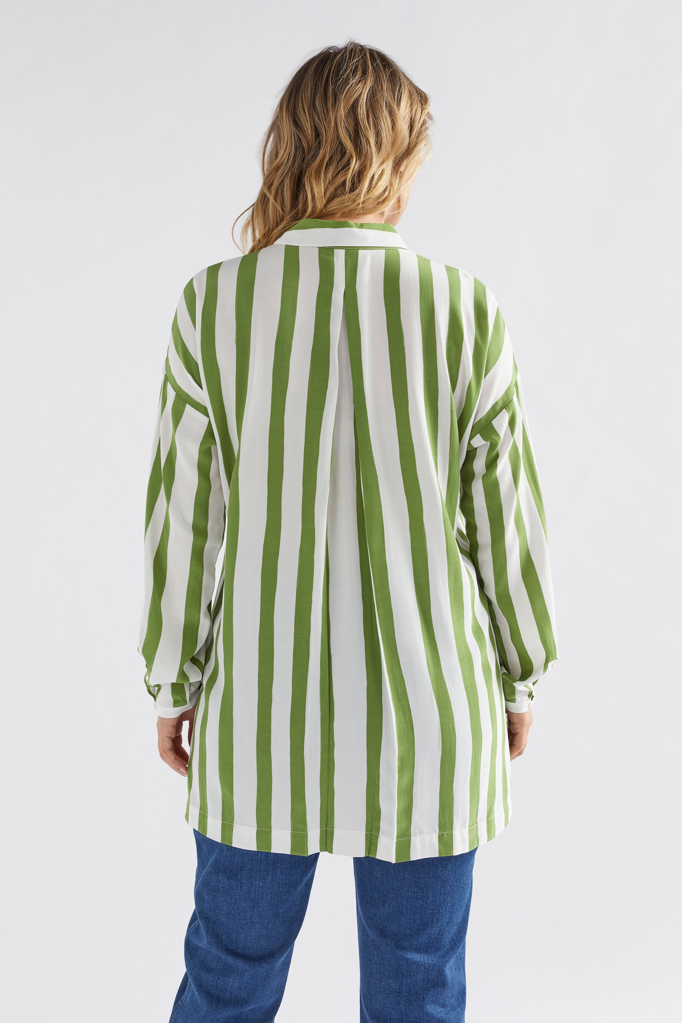 Tilbe Shirt | Green-White Paint Stripe