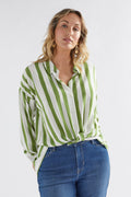 Tilbe Shirt | Green-White Paint Stripe