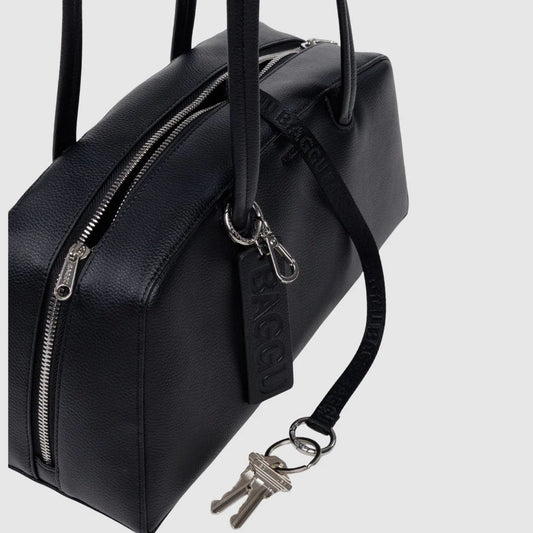 Recycled Leather Bowler Bag | Black