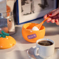Orange Sugar Bowl with Spoon