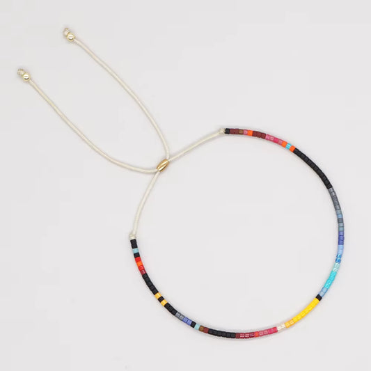 Miyuki Bead Slider Bracelet | Multi + White