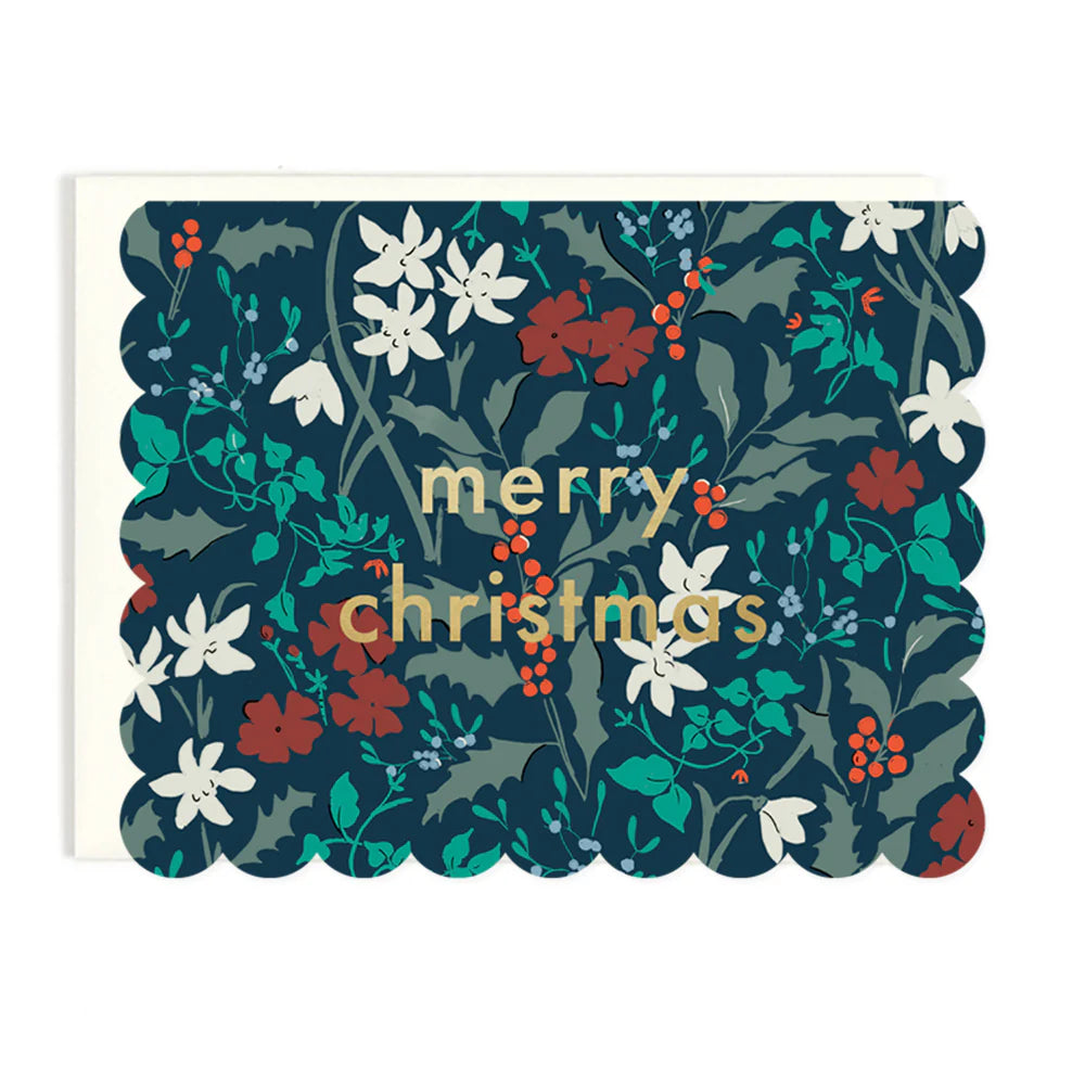 Merry Christmas Scalloped Edge Card