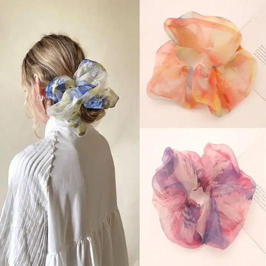 Jumbo Organza Floral Scrunchies | Various Colours