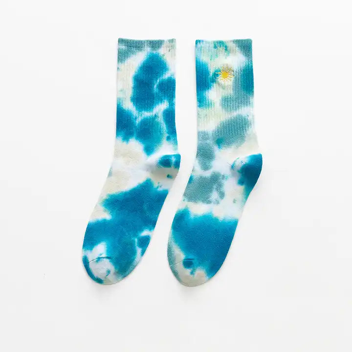 Tie Dye Embroidered Socks | various colours available