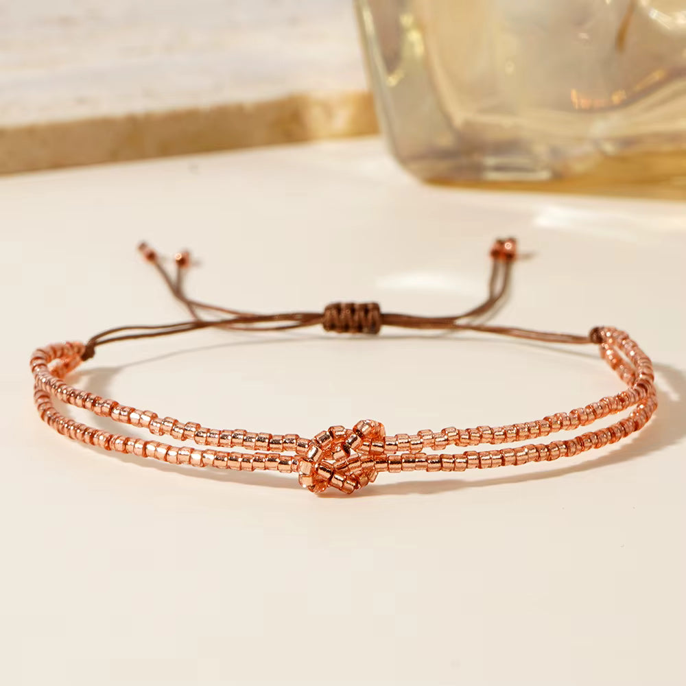 Metallic Glass Bead Slider Bracelet | Various Colours