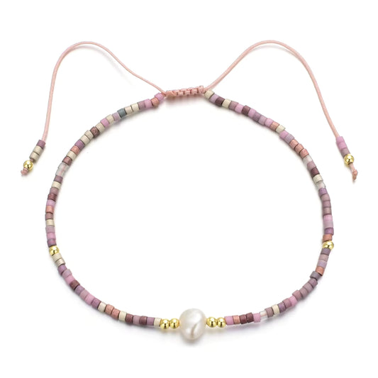 Bead & Pearl Slider Bracelet | multi various colours