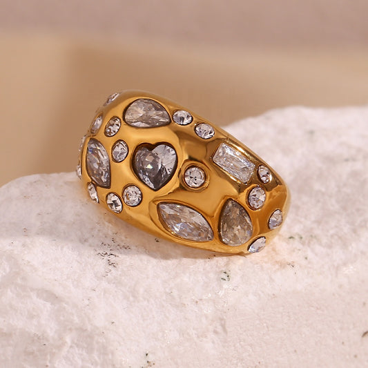 Chunky Multi Stone Ring | Gold