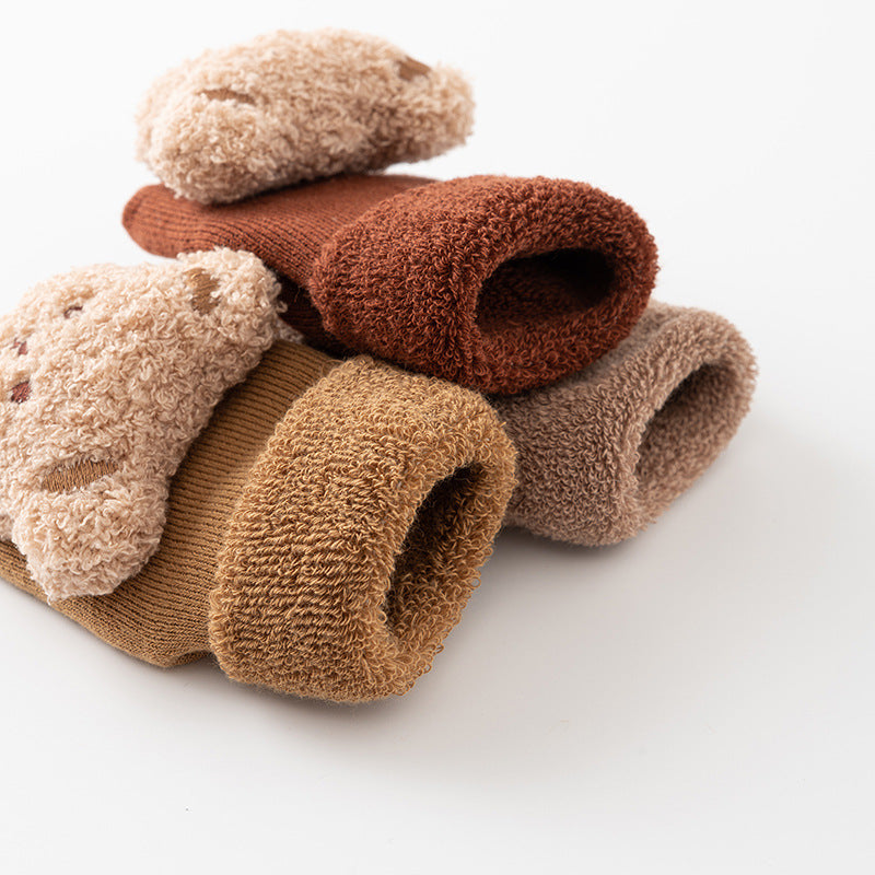 Fluffy Teddy Bear Baby Socks | Various Colours