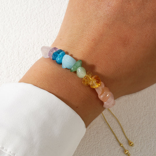 Chakra Beaded Multicoloured Slider Bracelet