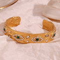 Hammered Evil Eye Cuff | Gold