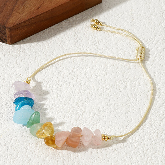 Chakra Beaded Multicoloured Slider Bracelet