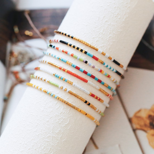 Miyuki Bead Slider Bracelet | Multi + White