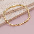 Gold Cube Bead Bracelet | Elastic