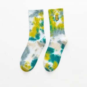 Tie Dye Embroidered Socks | various colours available