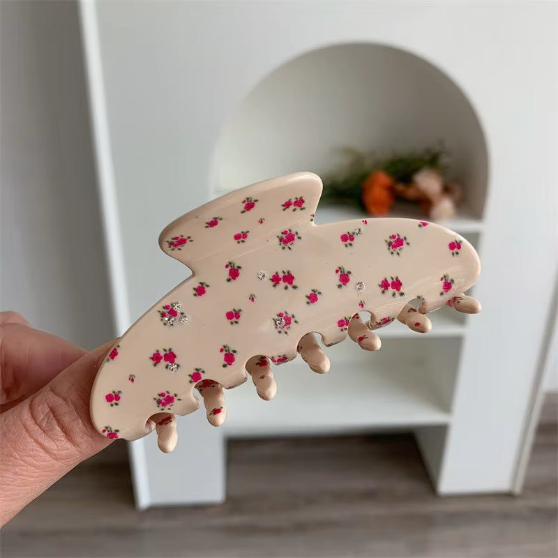 floral rhinestone | round hair claw