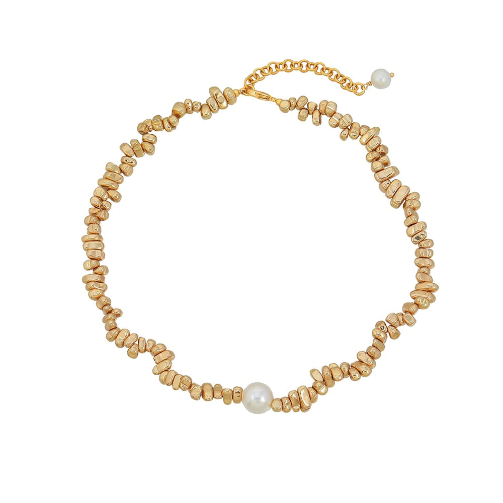 Chunky Pear Pendant Necklace | Silver & Gold
