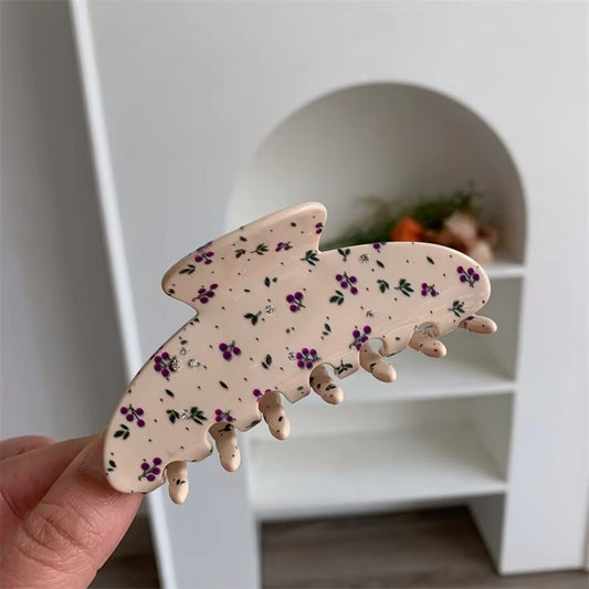 floral rhinestone | round hair claw