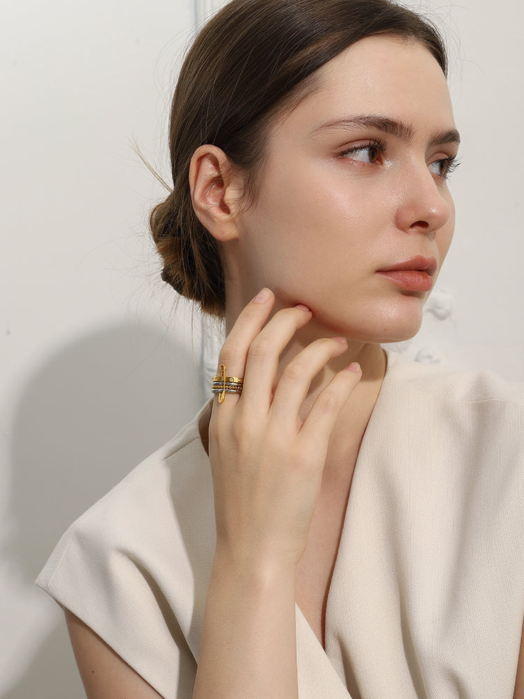 safety pin stacking ring | gold & silver