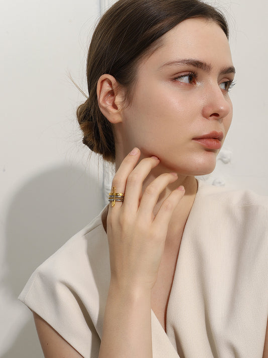 safety pin stacking ring | gold & silver