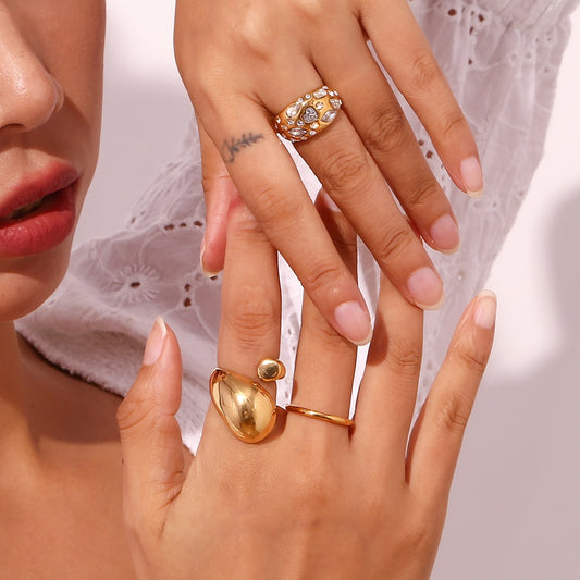 Chunky Multi Stone Ring | Gold