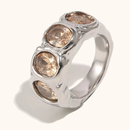 Amber Scrunch Ring | Silver
