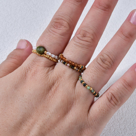 multicolour beaded elastic ring | various colours