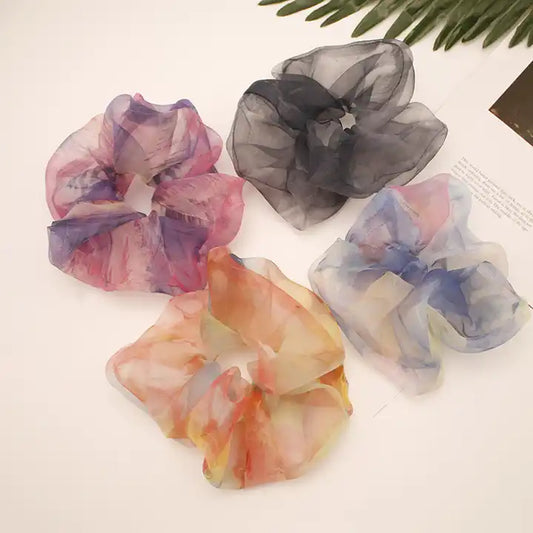 Jumbo Organza Floral Scrunchies | Various Colours