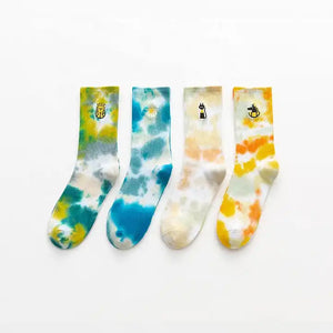 Tie Dye Embroidered Socks | various colours available